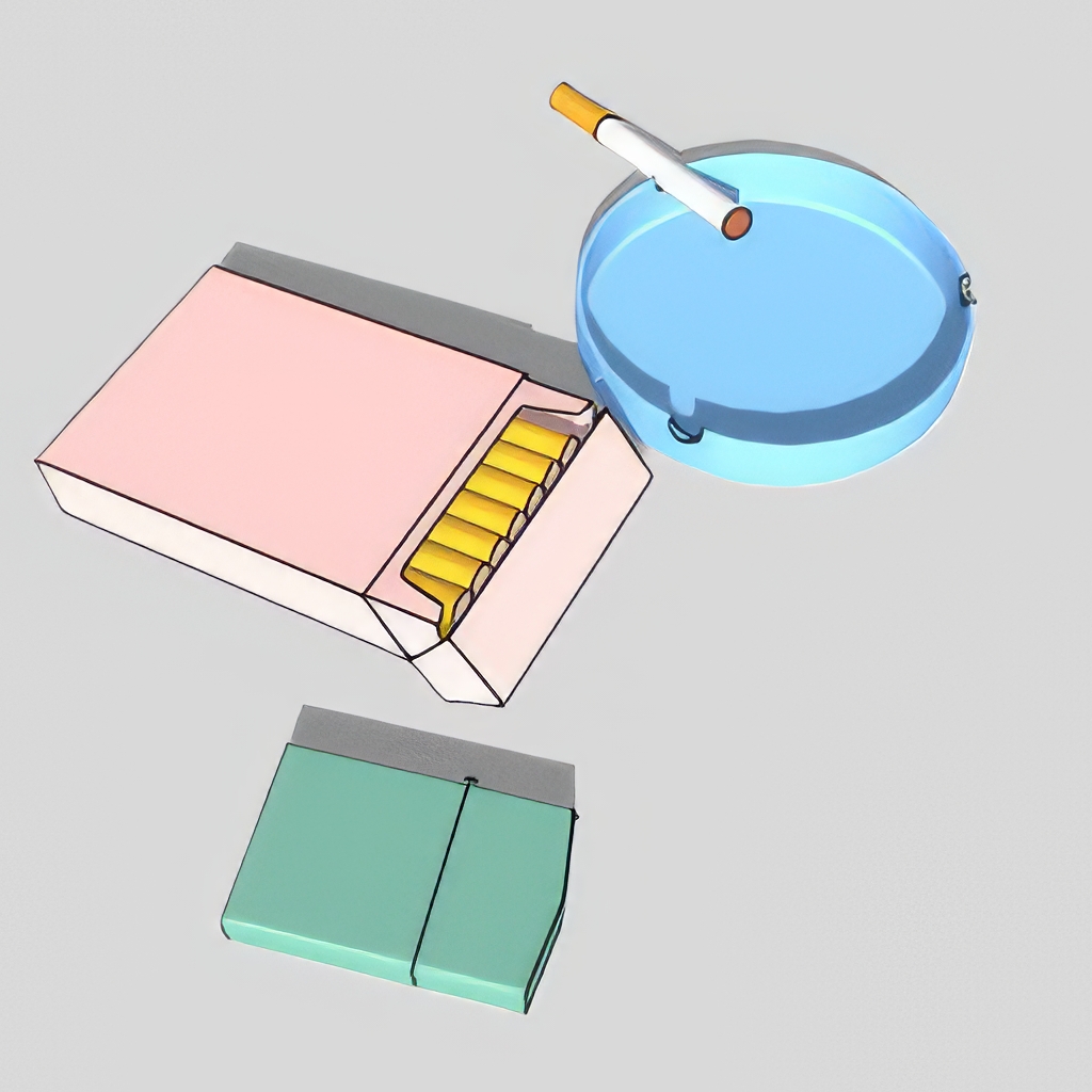 香烟_打火机_烟灰缸SU模型-1