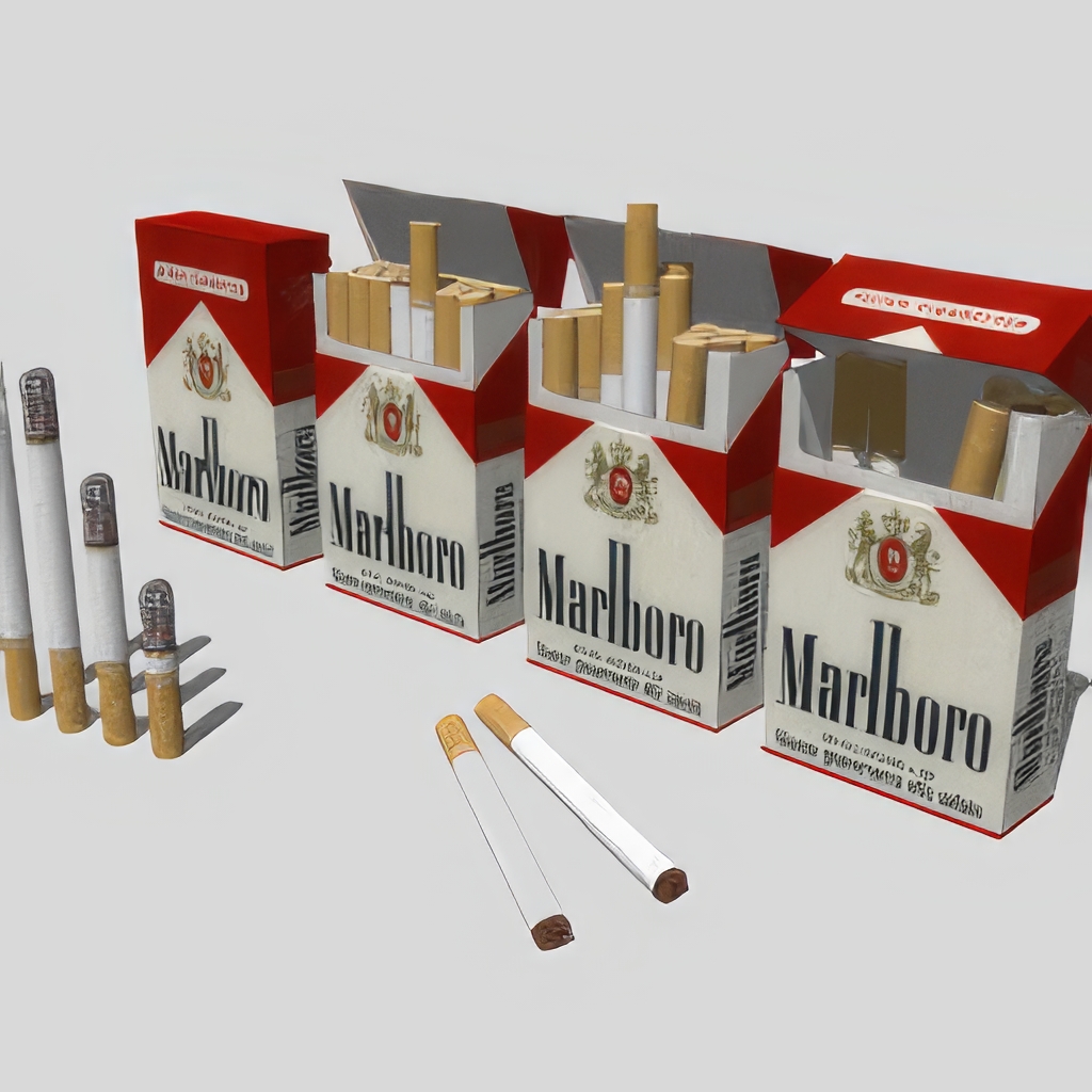 香烟_打火机_烟灰缸SU模型-1