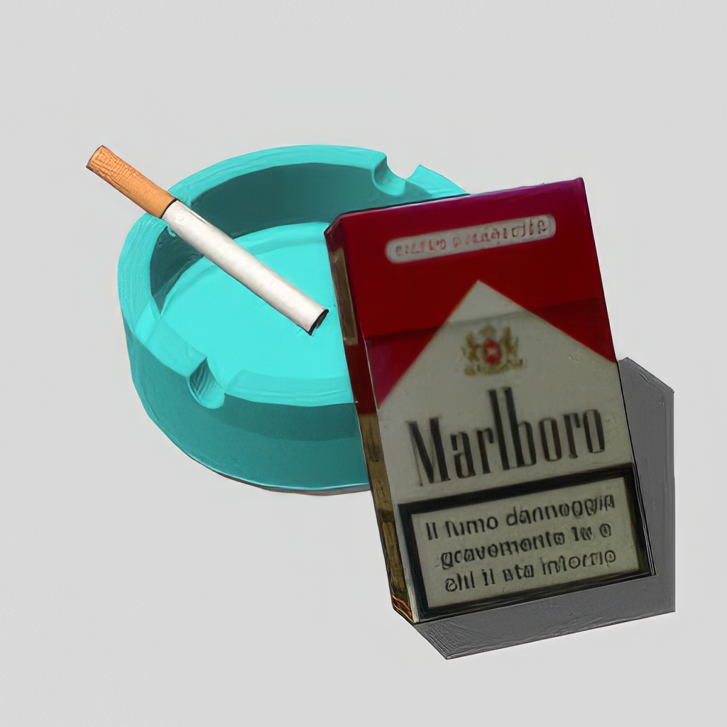 香烟_打火机_烟灰缸SU模型-1