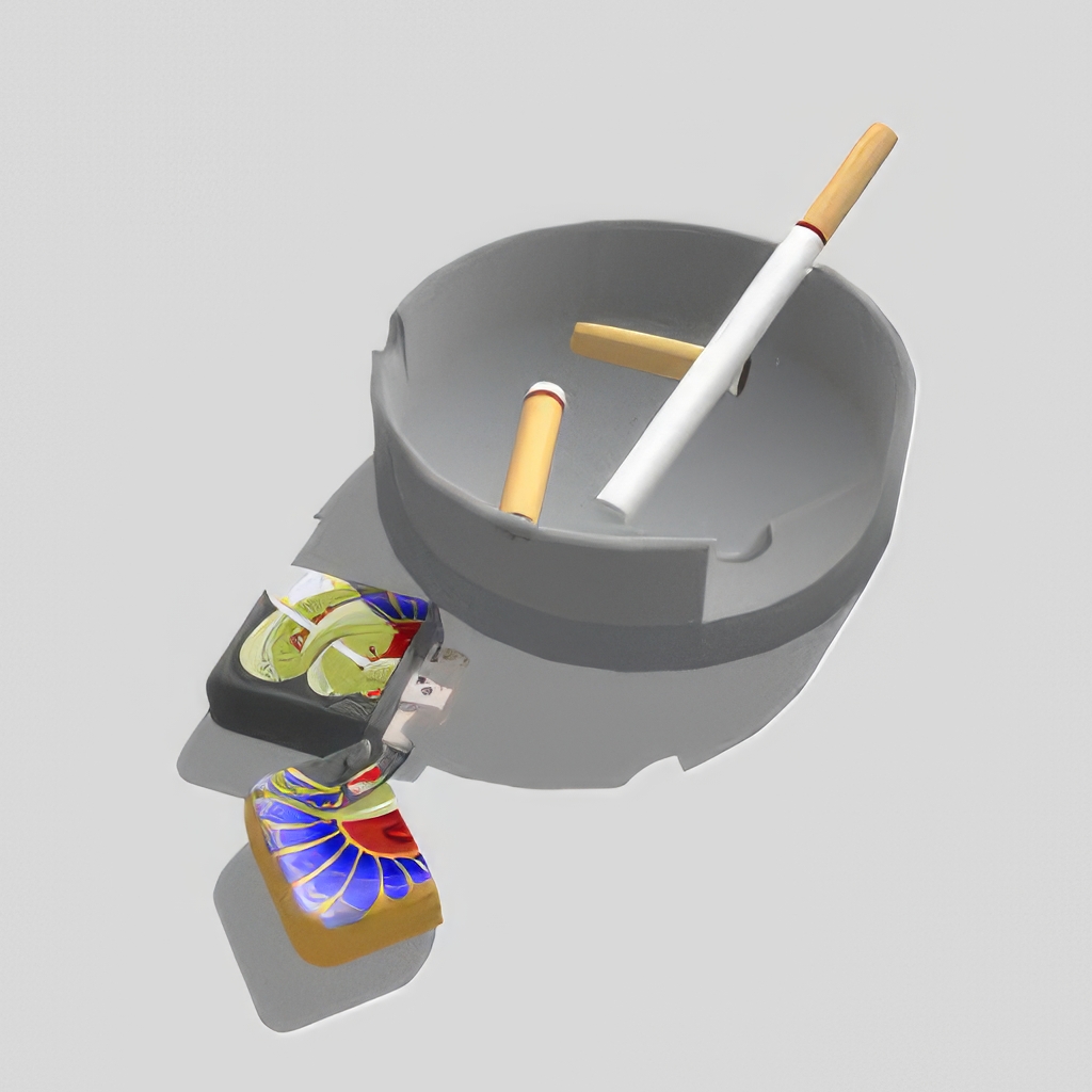 香烟_打火机_烟灰缸SU模型-1