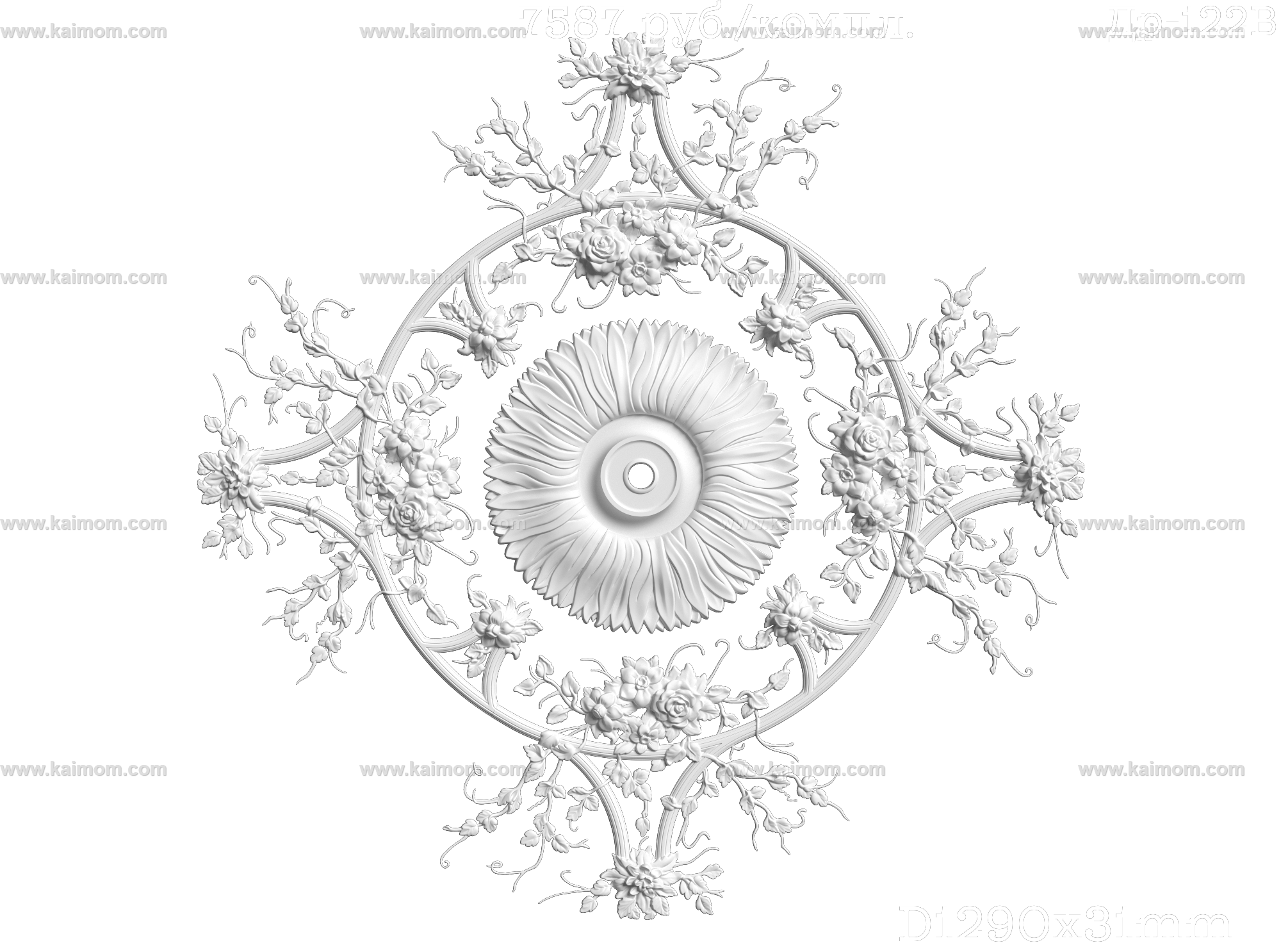 欧式古典雕花灯池3D模型-1