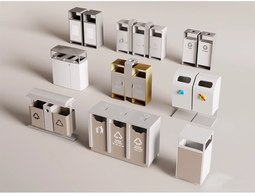 户外垃圾桶SU模型-1