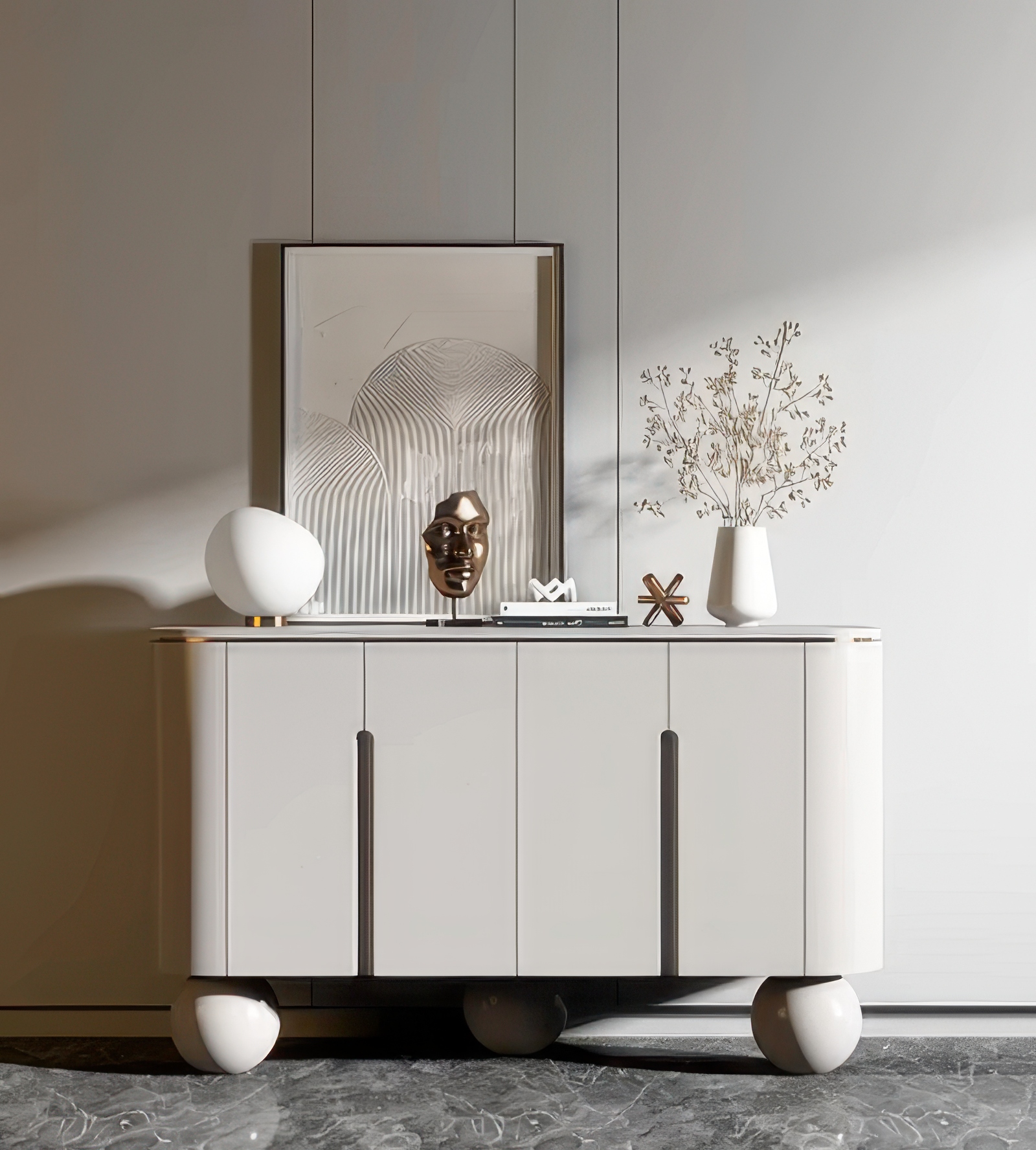 奶油风SU玄关柜6-1