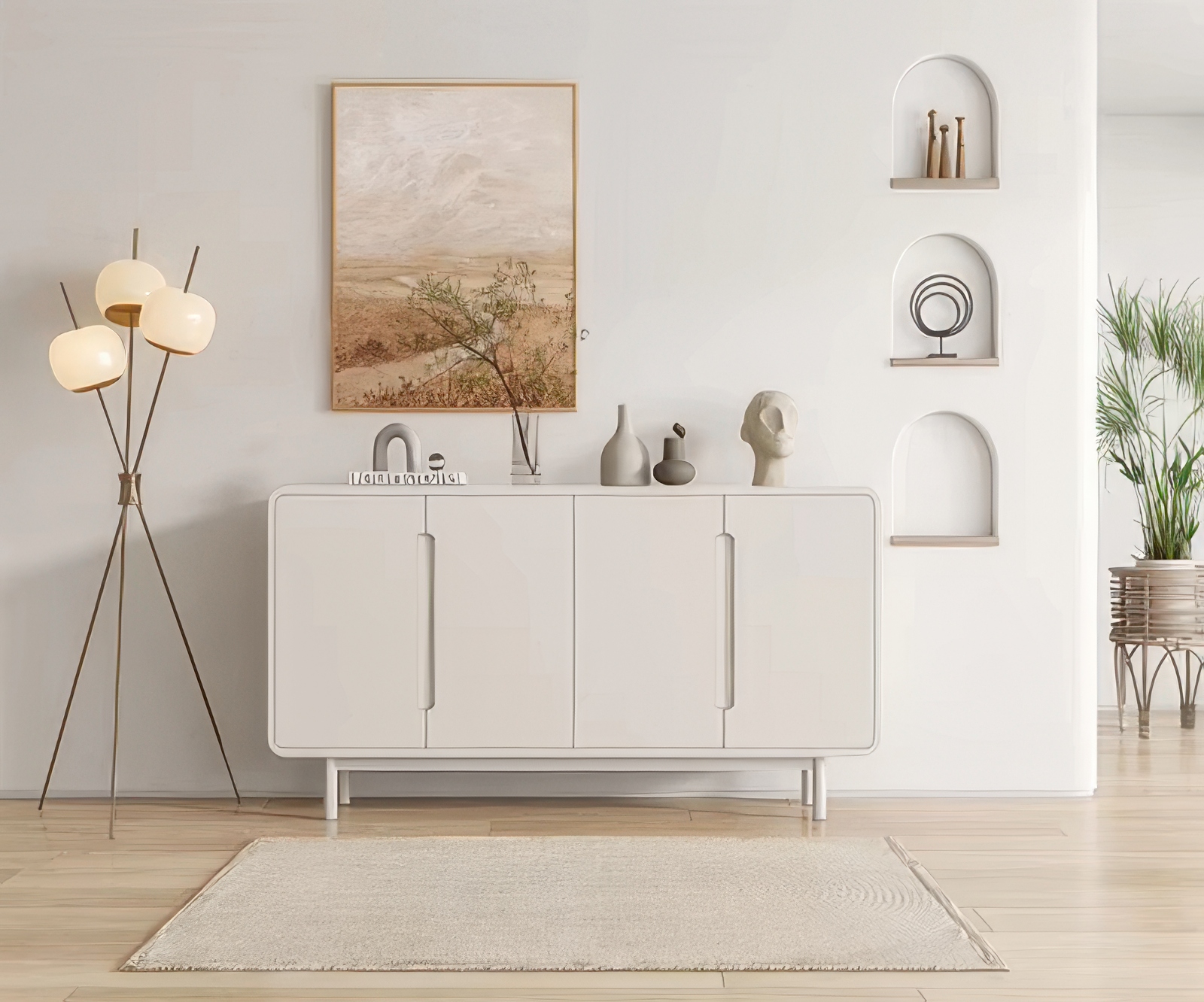 奶油风SU玄关柜39-1