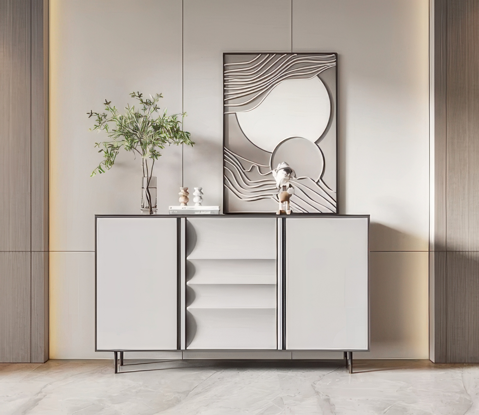 奶油风SU玄关柜30-1