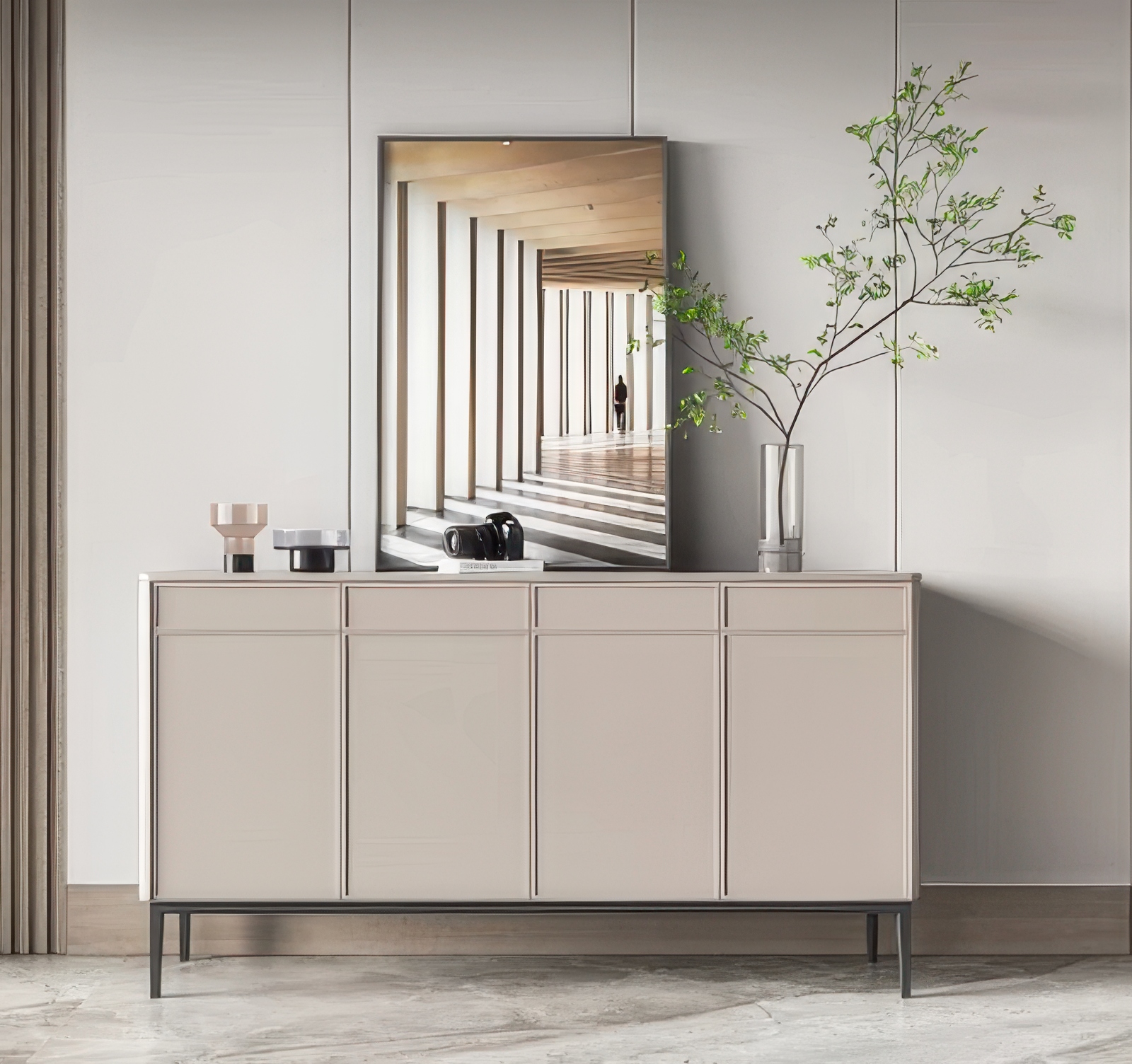 奶油风SU玄关柜11-1