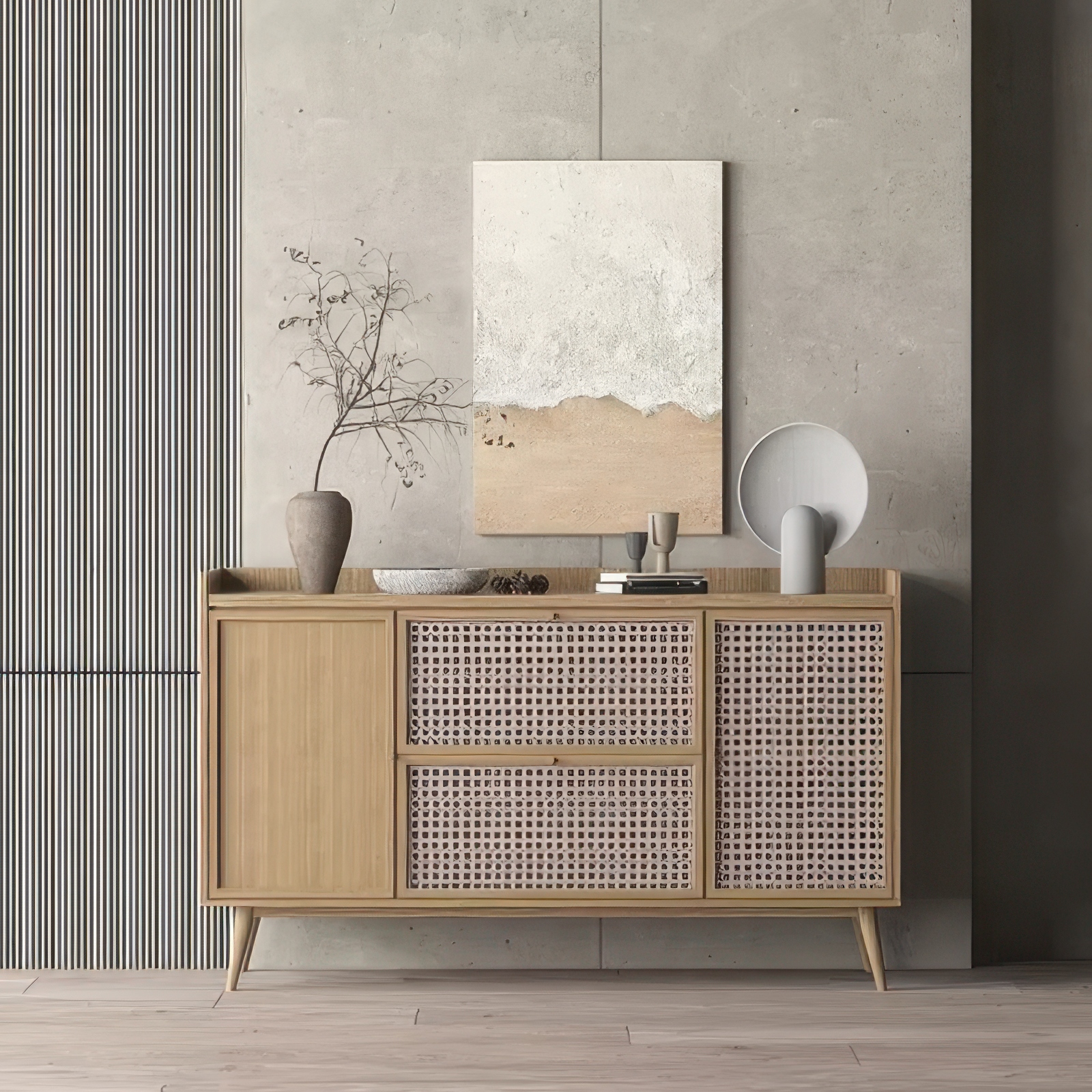 奶油风SU玄关柜17-1