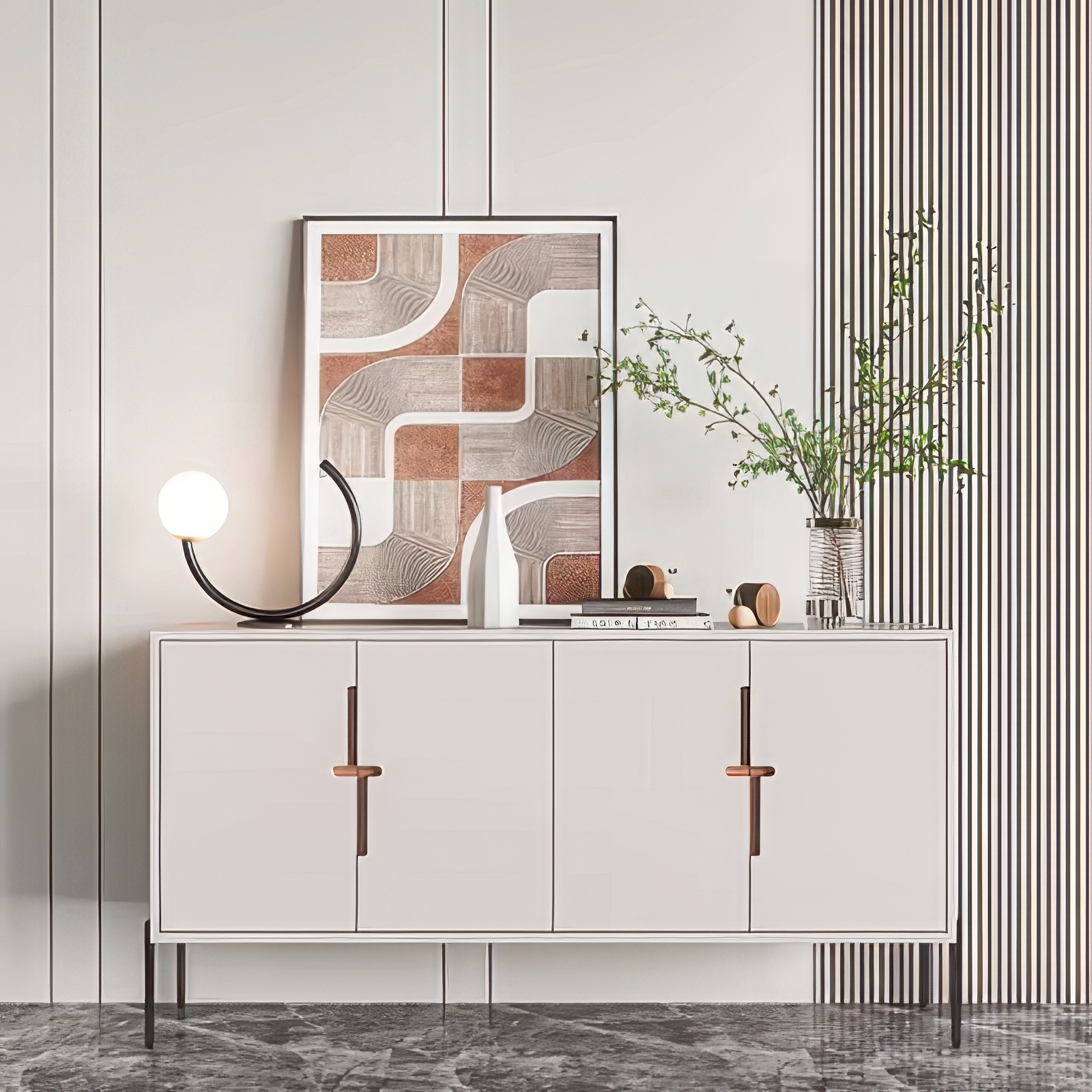 奶油风SU玄关柜13-1