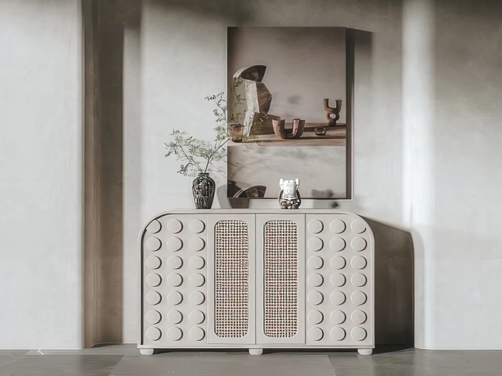 奶油风SU玄关柜4-1