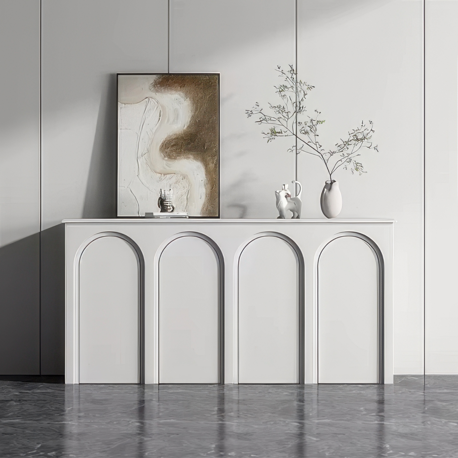 奶油风SU玄关柜29-1