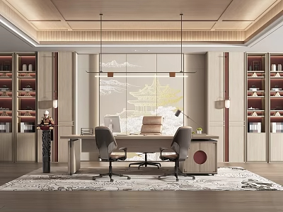 老板办公室SU模型-1