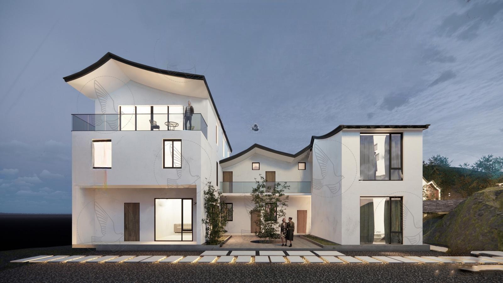 坡屋顶建筑SU模型-1