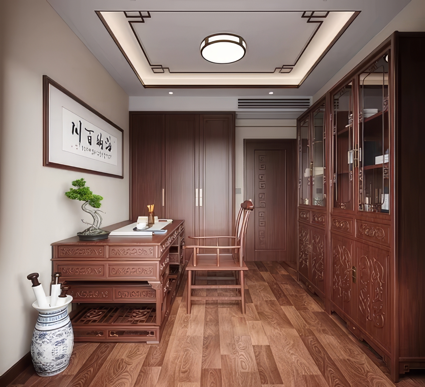 新中式客餐厅SU模型-1