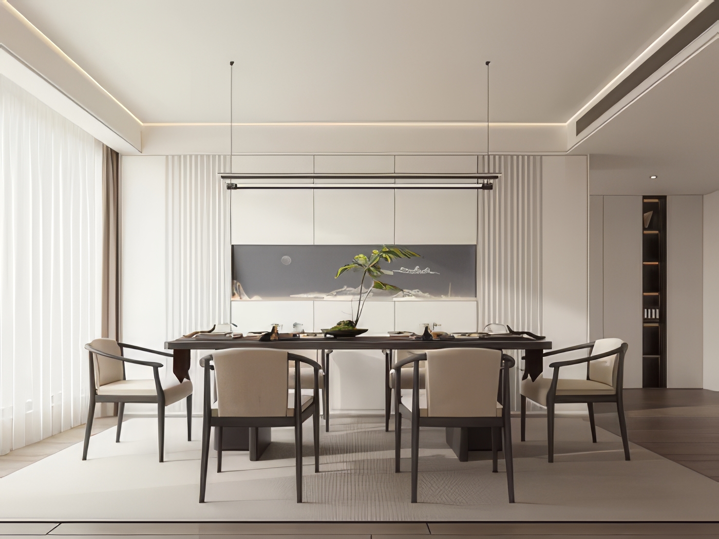 新中式客餐厅SU模型-1